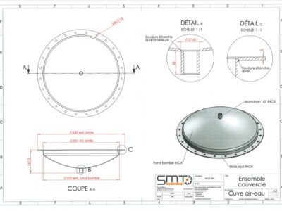 Cuve air-eau - Ensemble couvercle - plan 2D